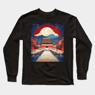 Forbidden City China Vintage Travel Poster Tourism Long Sleeve T-Shirt